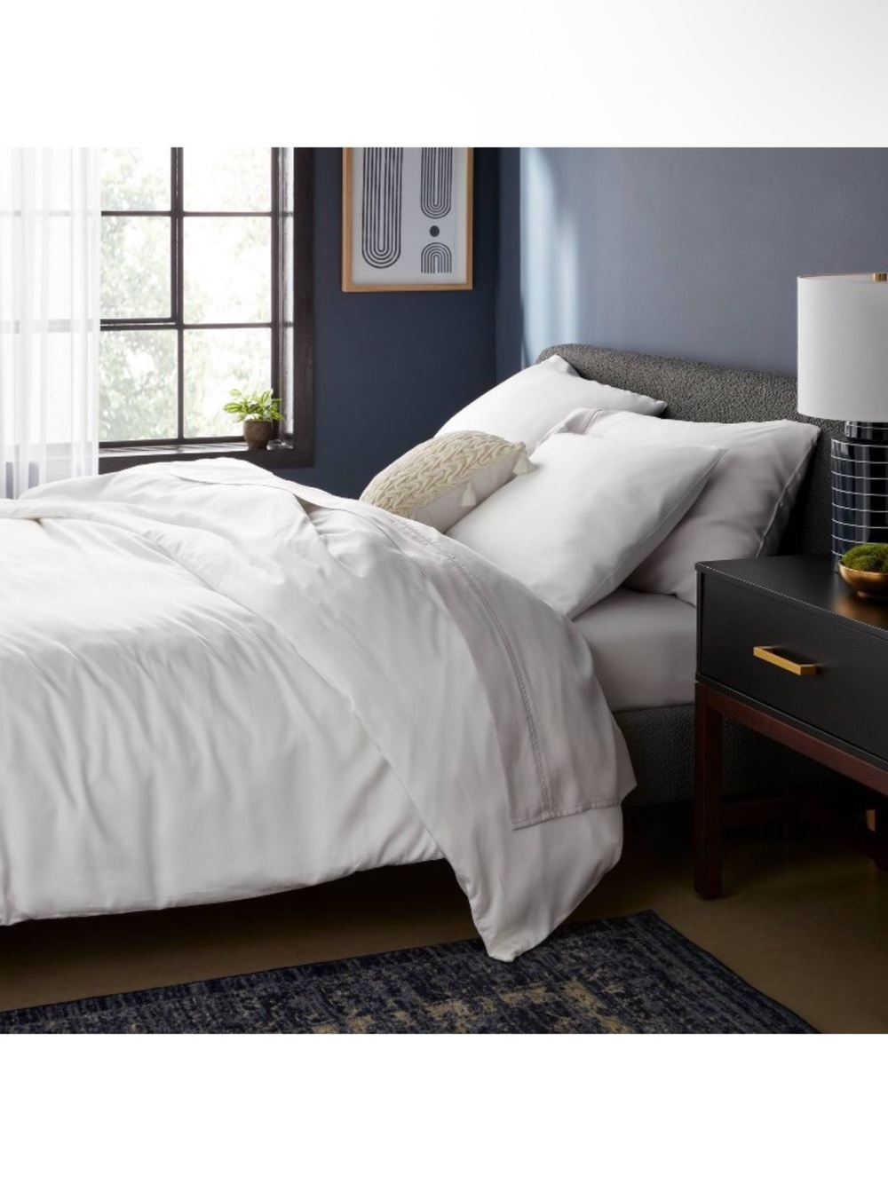Threshold Full/Queen TENCEL Duvet Cover and Sham Set •White• Cooling Satin